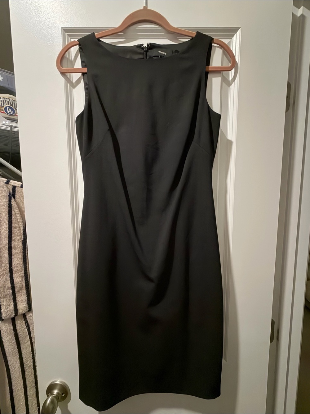 Theory Black Sleeveless Midi Sheath Dress